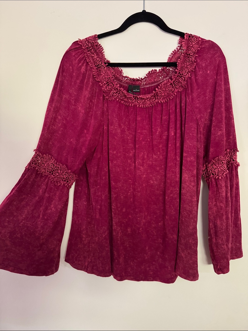 new directions Crochet-Trim Peasant Top - Magenta